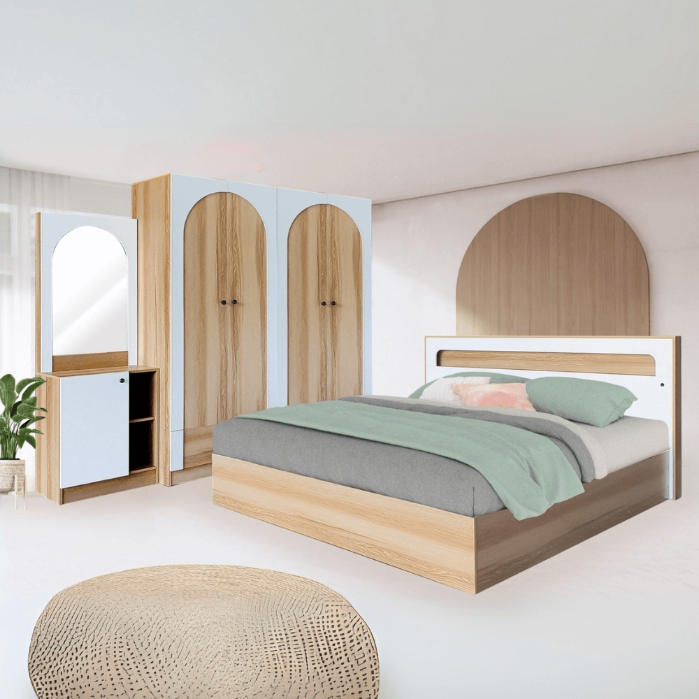 ชุดห้องนอน 6 ฟุต WISDOM DESIGN FURNITURE รุ่น ARISTA 7 สี แอช/ขาว_1